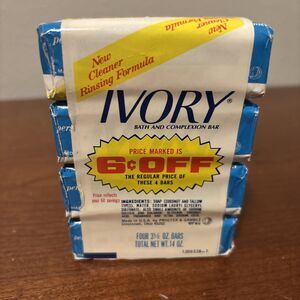 Vintage Ivory Soap Personal Size Four 3 1/2 oz Bars Promo 6 Cents Off